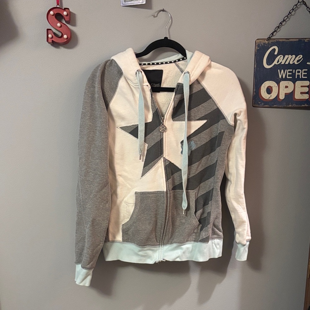 y2k Fox Star Pattern zip up Hoodie